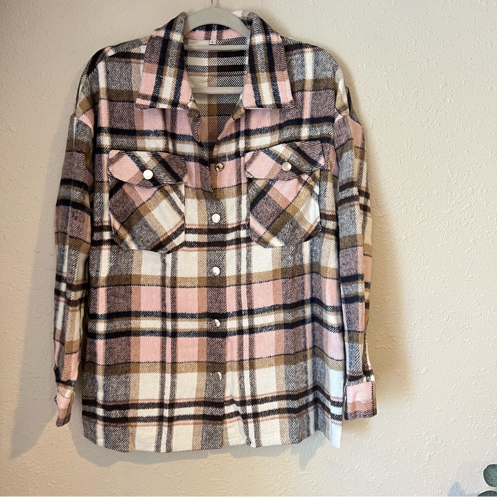 Pink Plaid Shacket - Picture 3 of 9